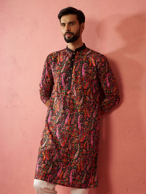 Men's Black Crepe Kurta